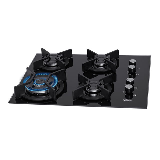 ac85d18d14299b2b5566860dcc3f7491.png Cooktop a Gás Fischer 4 Bocas Tripla Chama Infinity com Trempe de ferro fundido Mesa Vidro Bivolt - Imagem 1