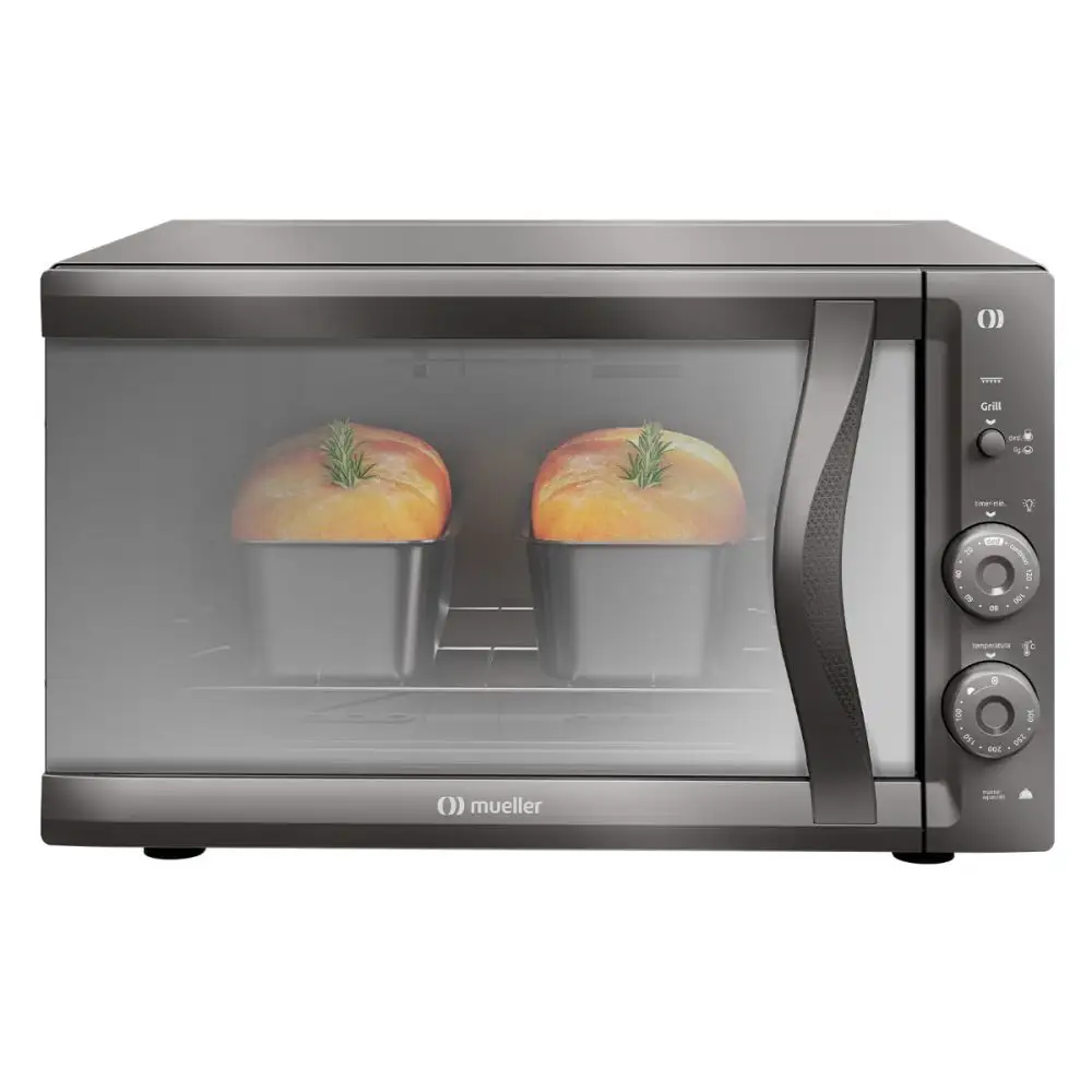 cefe2e4a090cafbc4699048ccf0982bb.webp Forno Elétrico de bancada Mueller Espelhado 50 litros e Vidro Duplo MFB50F 220V - Imagem 1