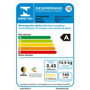 Máquina de Lavar Electrolux 14,5 kg, Jet&Clean com Cesto Inox - LEE15 220 Volts - Imagem 8