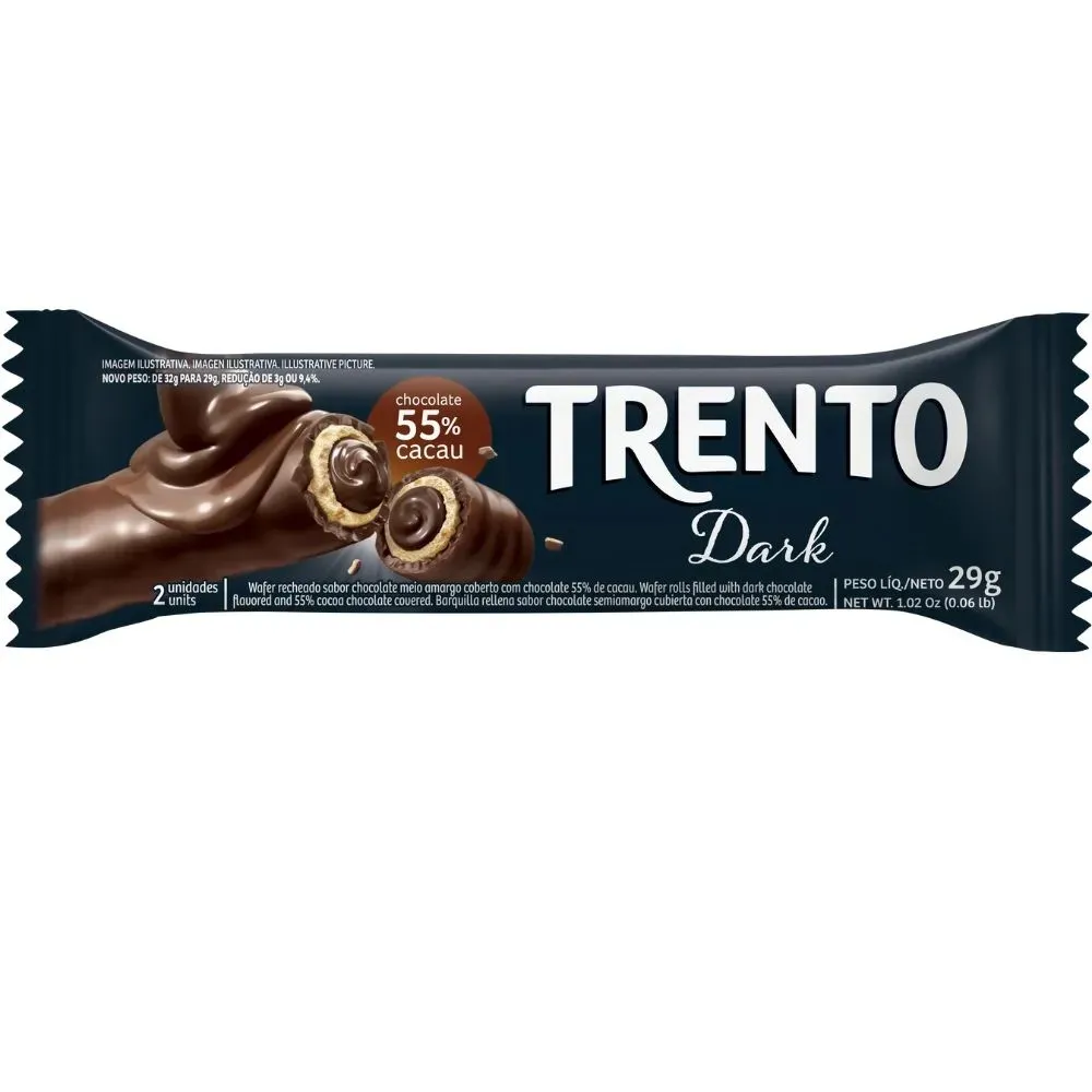 0cb98684c736a3c1b2b63a8f13f39e73.webp Chocolate Trento Dark Chocolate Meio Amargo 55% Cacau 29g - Imagem 1