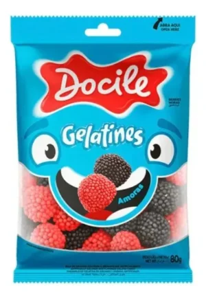 Bala Gelatinas Mini Amoras Amoras Vermelhas E Blueberry 15G