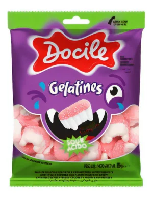 Bala Gelatines Mini Dentes de Vampiro Ácido 15G Docile