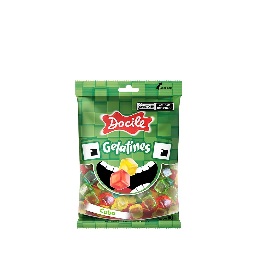 3650654773fe3d31487f1485a48fd674.webp Bala de Gelatina Cubo Sortido 80g - Docile - Imagem 1