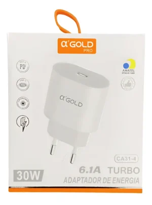 Fonte Carregadora USB-C Turbo 30w entrada Tipo C a'Gold CA31-4