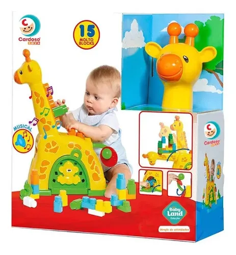 72f8983a24c3a91187401c971a087948.webp Brinquedo Girafa Atividades Bebê Com 15 Blocos - Imagem 1