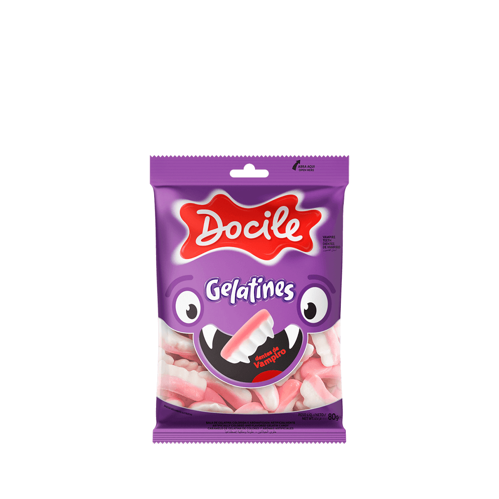 90eb83bea49c30eb51f91da0a16ba25f.png Balas Gelatines Dentes de Vampiro 80G Docile - Imagem 1