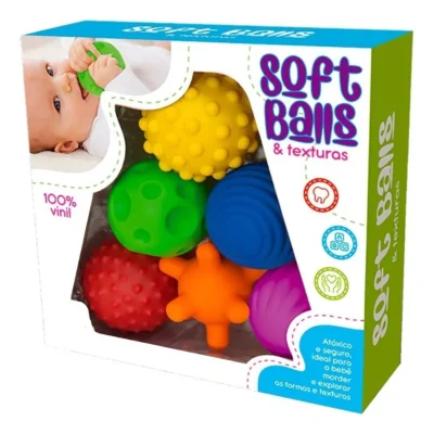 Kit 6 Bolas Sensorial Tátil Soft Balls Para Bebe