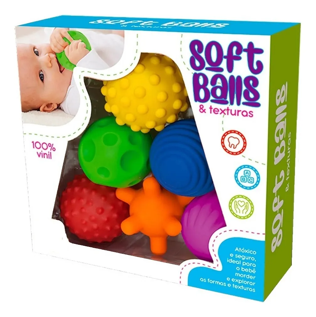 accdd74a8b6b403736bac137ed6062ca.webp Kit 6 Bolas Sensorial Tátil Soft Balls Para Bebe - Imagem 1