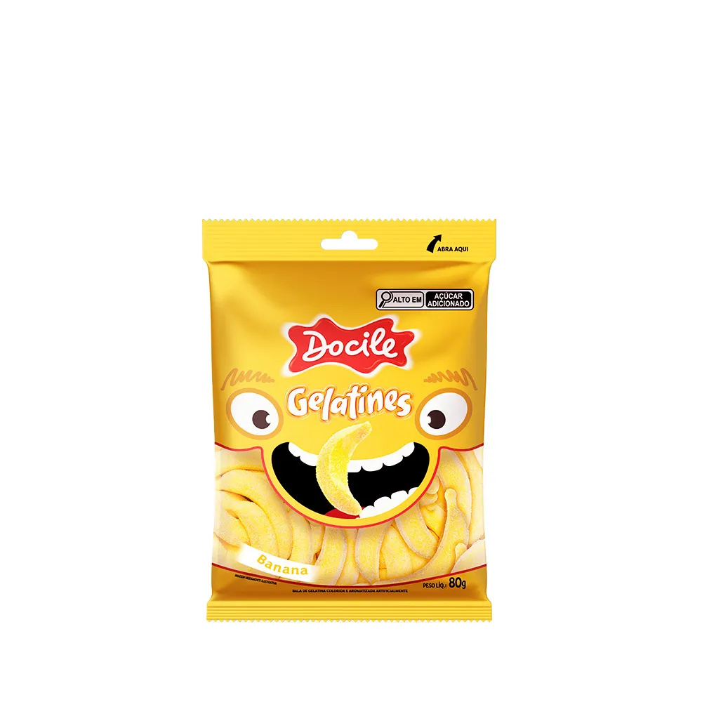 b0ad15685931de6e081fce0cd698fc5e.webp Bala de Gelatina Bananas 80g - Docile - Imagem 1