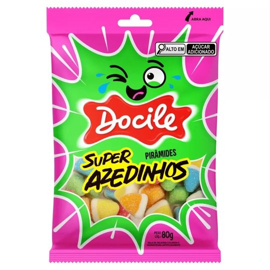 d6d6de211017d93ee35ba2698b642637.jpg Bala Gelatines Super Azedinhos Pirâmides 80g Docile - Imagem 1