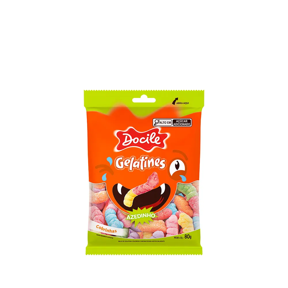 e01dc2dbd40e90925bc4c17f41e0ee49.webp Bala de Gelatina Cobrinhas Cítricas 80g - Docile - Imagem 1