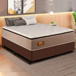 Cama de Casal Queen Conjunto Box Twins (1,58 x 1,98 x 0,34) Molas ensacadas, Cor Linho Castor, Gazin - Imagem 2