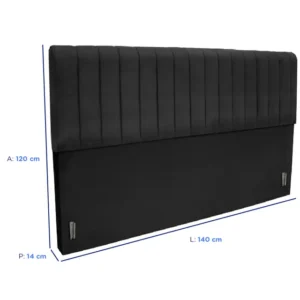 Cabeceira Casal 140cm Estofada Madri Preto, Gazin - Imagem 2