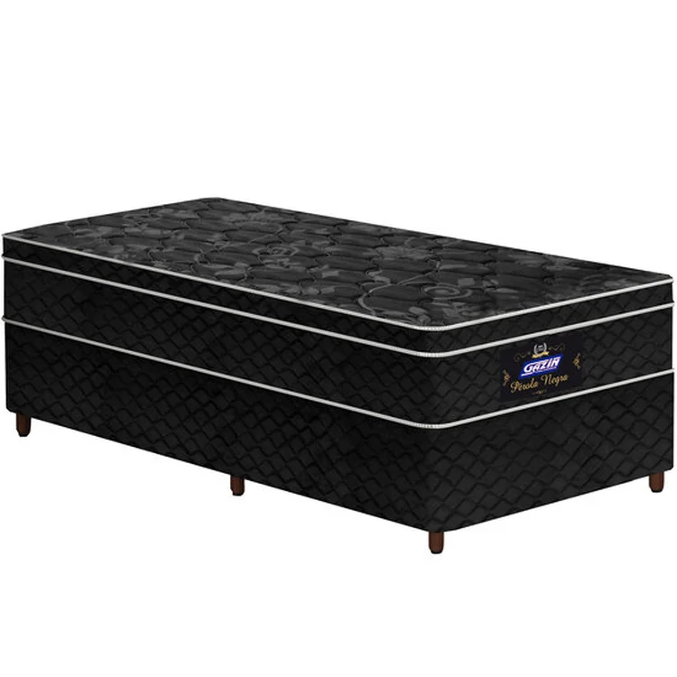 219dd2221e81db965da98fcbd0d40f90.webp Cama Solteiro Conjunto Box Pérola Negra (0,88x1,88x0,32) Molas ensacadas cor Preto, Gazin. - Imagem 1