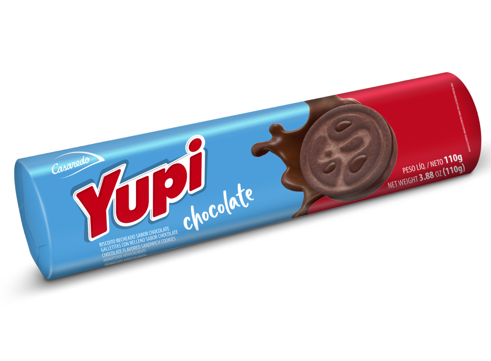 544fdde57ed36297ac0270c32f36c617.jpg Biscoito Recheado Yupi Sabor Chocolate Pacote com 110G - Imagem 1