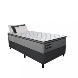 Cama Solteiro Conjunto Box Texas (0,88 x 1,88 x 0,29) Molas ensacadas , Cor Linho Grafite, Gazin