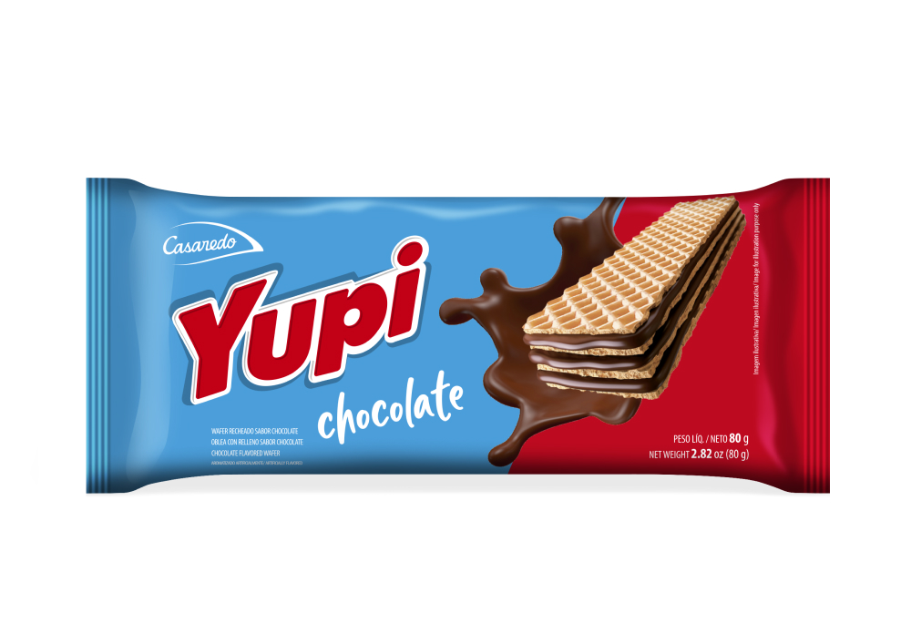 6389970f56024124af21bbd35328c9d2.jpg Biscoito Wafer Yupi Sabor Chocolate Pacote com 80G - Imagem 1