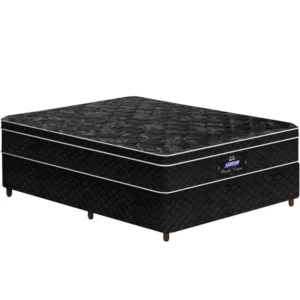 Cama de Casal Conjunto Box Pérola Negra (1,38x1,88x0,32) Molas ensacadas Cor Preto, Gazin. - Imagem 3