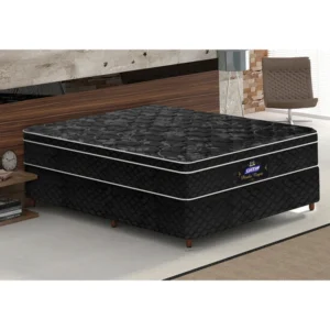 Cama de Casal Conjunto Box Pérola Negra (1,38x1,88x0,32) Molas ensacadas Cor Preto, Gazin. - Imagem 4