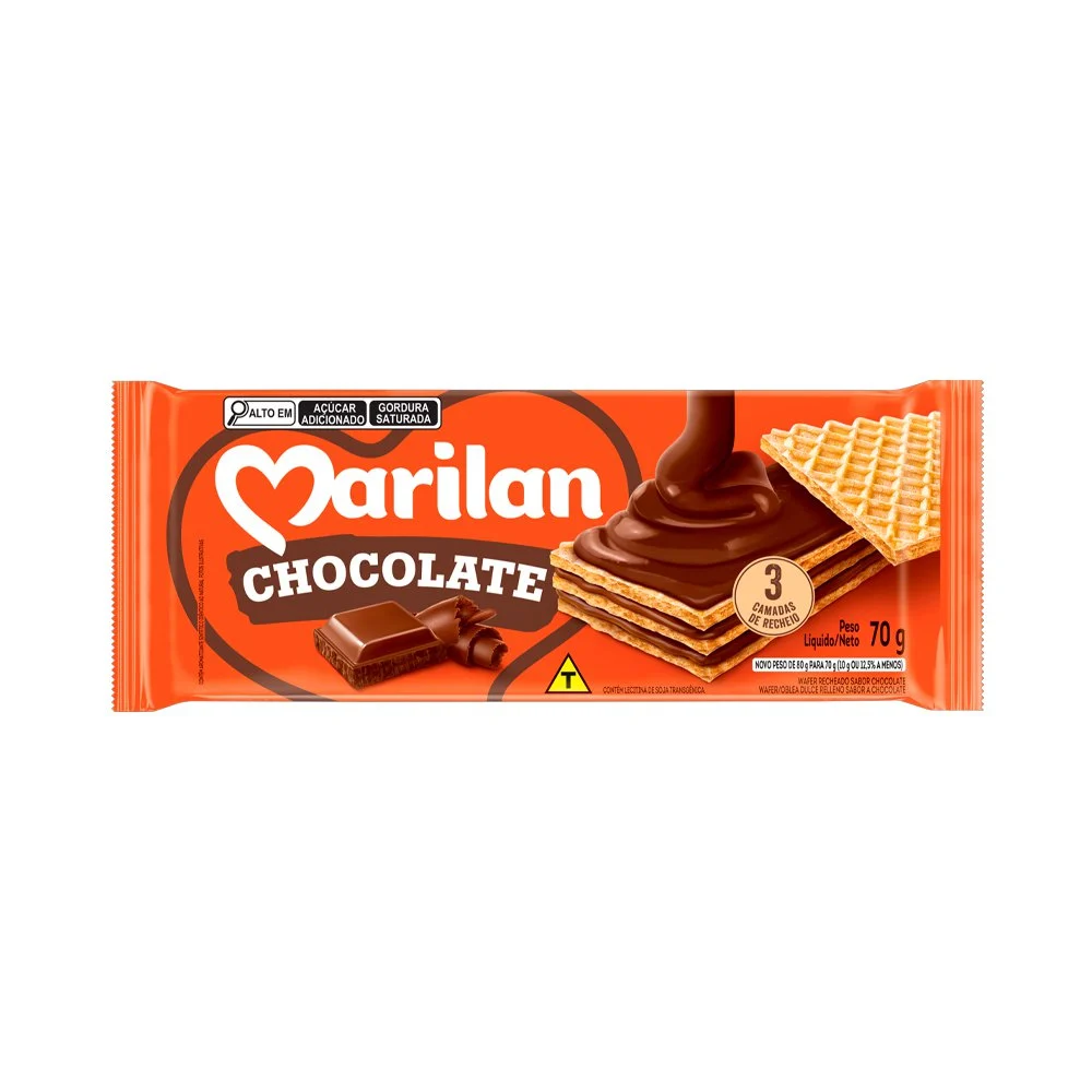 7e5c80f5f3ecfc44eb52edbde2bf18d3.webp Biscoito Wafer Marilan Sabor Chocolate Embalagem com 70G - Imagem 1