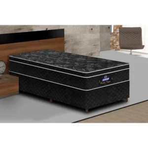 Cama Solteiro Conjunto Box Pérola Negra (0,88x1,88x0,32) Molas ensacadas cor Preto, Gazin. - Imagem 3