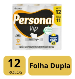Papel Higiênico Personal Vip Folha dupla Neutro Menos com 12 unidades Super Macio - Imagem 2