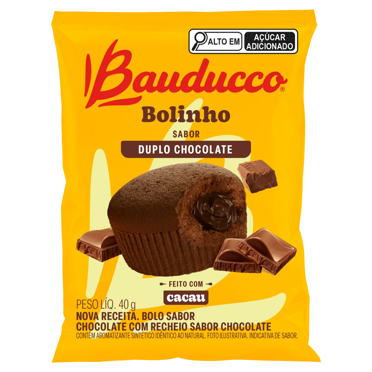8c3efeb348bc3963db52a8b449bc7bdf.webp Bolinho Duplo Chocolate Pacote com 40G Bauducco - Imagem 1