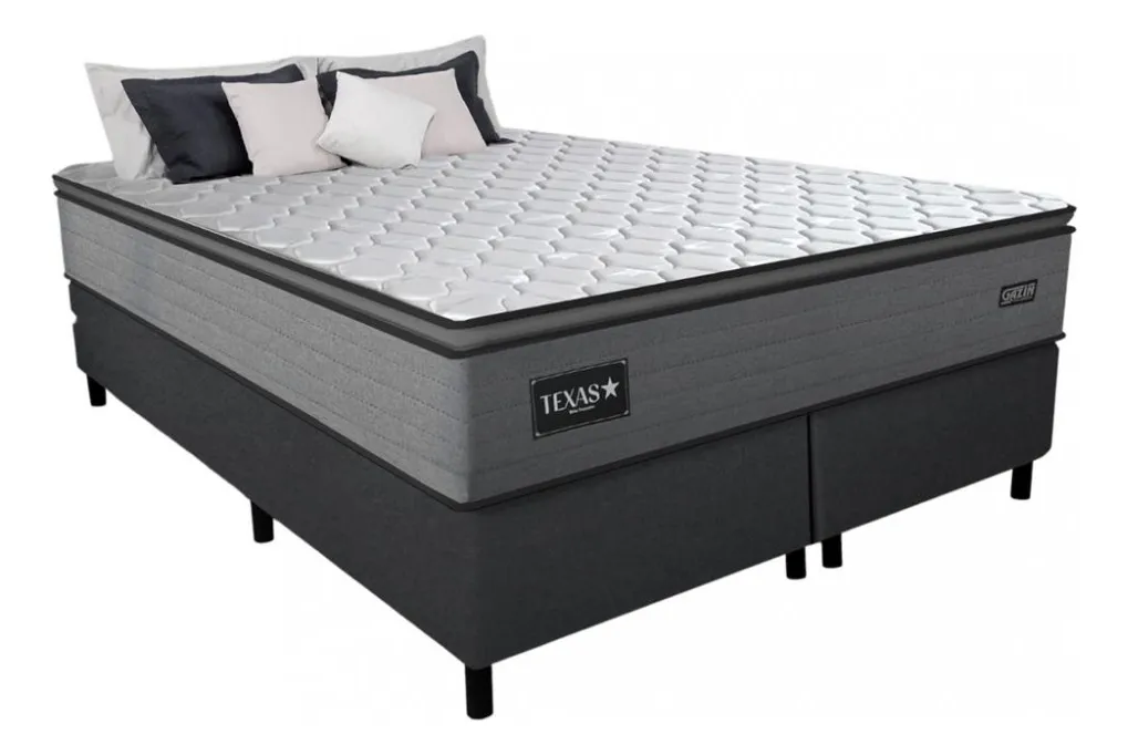 9d2caaa453b5a9f1ebefaa092371d9b4.webp Cama de Casal Queen Conjunto Box Texas (1,58 x 1,98 x 0,29) Molas ensacadas, Cor Linho Grafite, Gazin. - Imagem 1