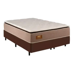 Cama de Casal Queen Conjunto Box Twins (1,58 x 1,98 x 0,34) Molas ensacadas, Cor Linho Castor, Gazin
