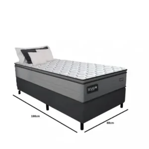 Cama Solteiro Conjunto Box Texas (0,88 x 1,88 x 0,29) Molas ensacadas , Cor Linho Grafite, Gazin - Imagem 2