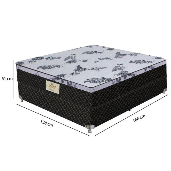 ccdaa857e9dc60476da13024b71bcbc2.jpg Cama de Casal Conjunto Box Flora (1,38x1,88x0,22) Molas ensacadas Cor Preto, Gazin - Imagem 1