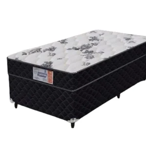 Cama Solteiro Conjunto Box Flora (0,88x1,88x0,22) Molas ensacadas Cor Preto, Gazin.
