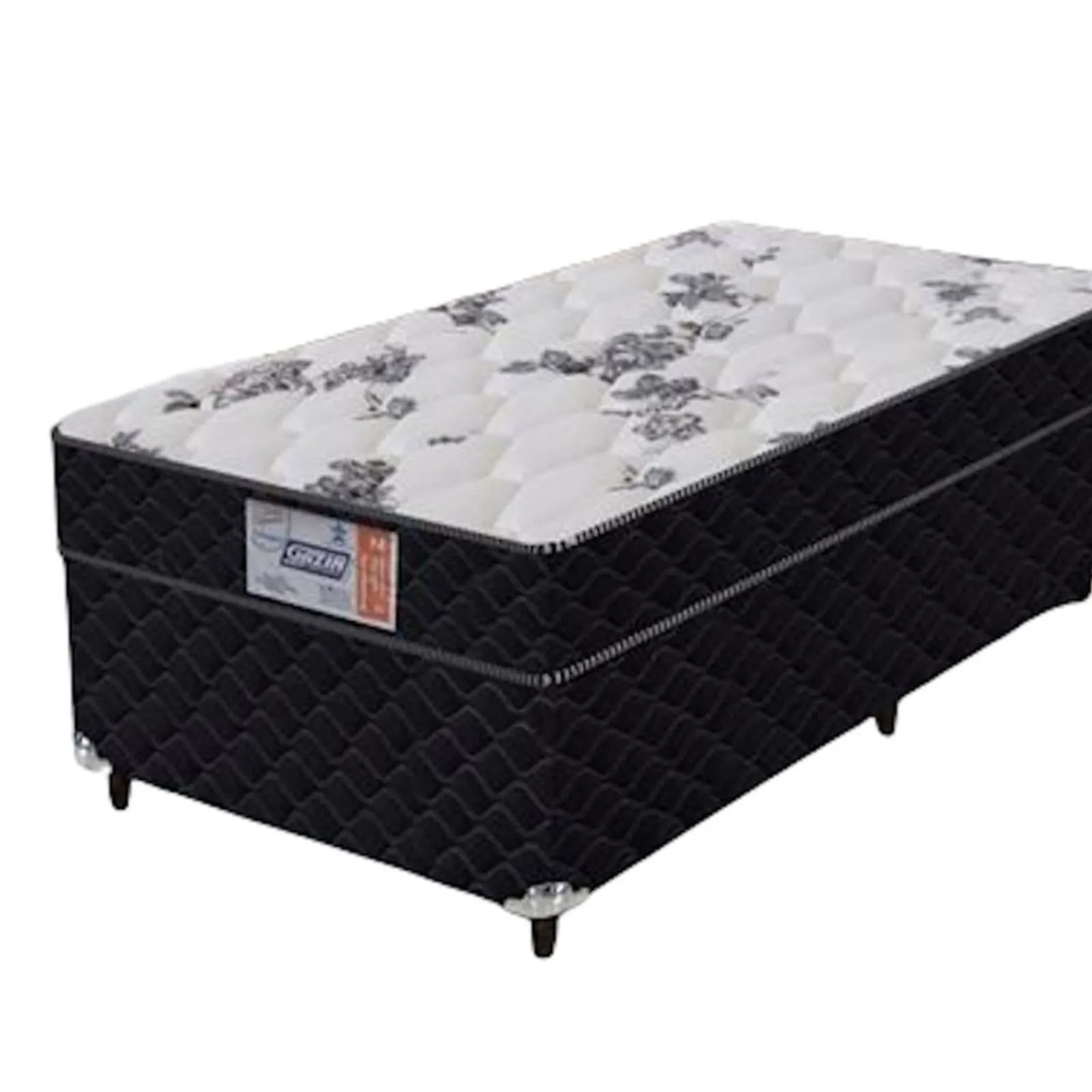 f395d2c29baf2e2216d94d3dd5ce87bb.webp Cama Solteiro Conjunto Box Flora (0,88x1,88x0,22) Molas ensacadas Cor Preto, Gazin. - Imagem 1