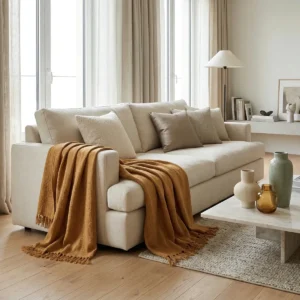 Manta Decorativa e protetora Para Sofá 3 E 4 Lugares 4,0 x 1,80 metros Caramelo - Imagem 5