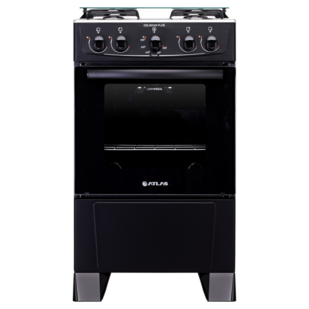 1351d71078d4206cee8949d00ccd821a.jpg Fogão 4 Bocas Atlas Coliseum Plus com Mesa de Inox e Acendimento Manual Preto - Imagem 1