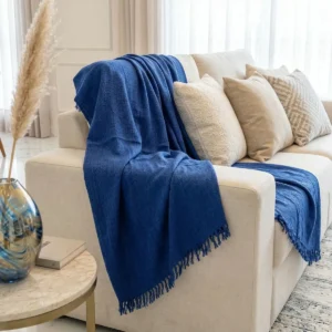 Manta Decorativa e protetora Para Sofá 3 E 4 Lugares 4,0 x 1,80 metros Azul - Imagem 4