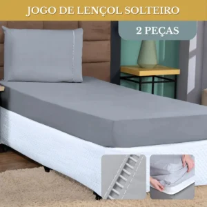 Jogo De Lençol Cama Solteiro 02 Peças 400 Fios Cinza