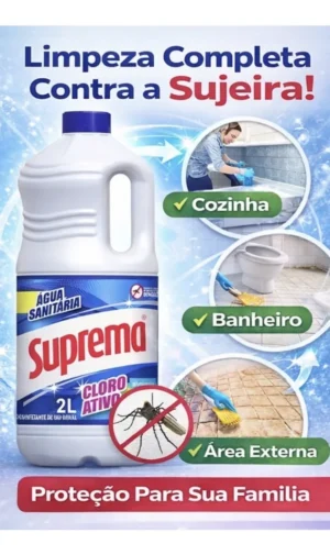 Água Sanitária Com Cloro Ativo 2 Litros Suprema - Imagem 3