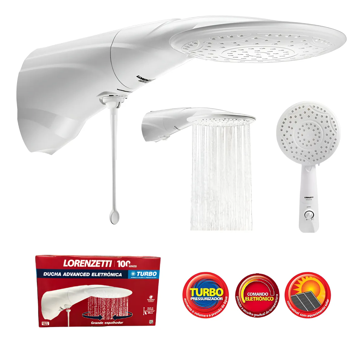 58d2e5ffaa1c9a853a9ee49855d15f64.webp Chuveiro Ducha Advanced Turbo Eletrônica Lorenzetti 7500w Branco 7500W 220V - Imagem 1