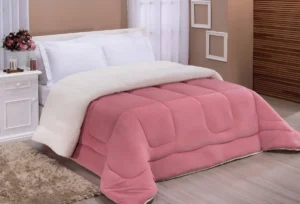 Edredom Cobertor Casal Queen Grosso Macio Cor Rose