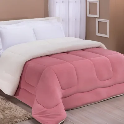 Edredom Cobertor Casal Queen Grosso Macio Cor Rose