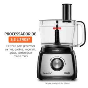 Multiprocessador Turbo Chef 3 em 1 Mondial Preto 1000W- MPN-02-BE 220V - Imagem 9