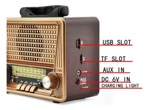 Rádio Retrô Portátil Kapbom Bluetooth AM FM Madeira USB SD - Imagem 4