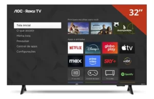 Smart TV 32 Polegadas AOC Roku HD LED, 3 HDMI, 1 USB, Wi-Fi - 32S5155/78G