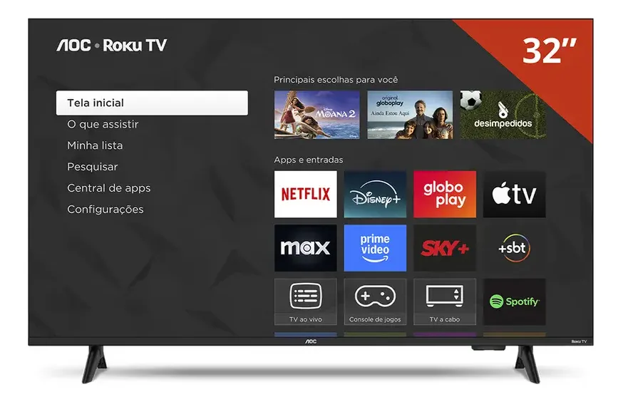92bfea444ee75dcc668fa0beb2e6dadb-1.webp Smart TV 32 Polegadas AOC Roku HD LED, 3 HDMI, 1 USB, Wi-Fi - 32S5155/78G - Imagem 1