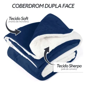 Edredom Duplaface Solteiro Pele De Carneiro Azul - Imagem 6