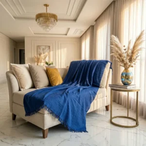 Manta Decorativa e protetora Para Sofá 3 E 4 Lugares 4,0 x 1,80 metros Azul - Imagem 5