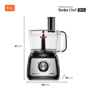 Multiprocessador Turbo Chef 3 em 1 Mondial Preto 1000W- MPN-02-BE 220V - Imagem 3