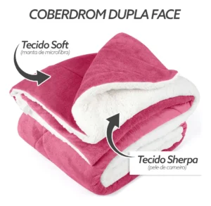 Edredom Duplaface Solteiro Pele De Carneiro Rosa - Imagem 5
