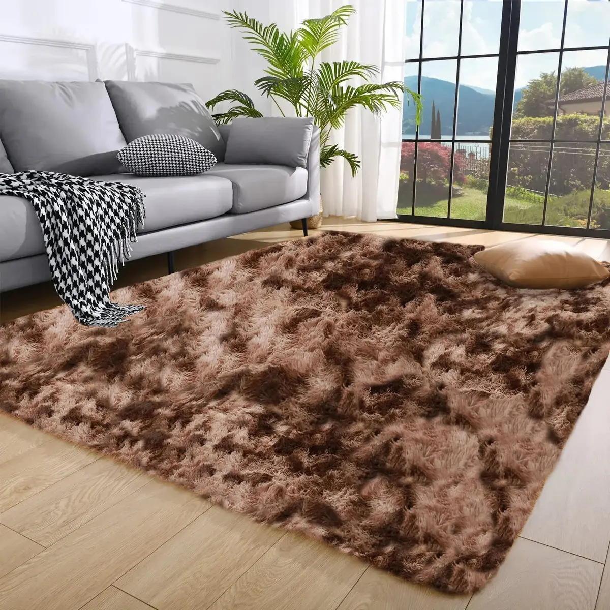e207cd5e343ba8c8872188eee513d919.webp Tapete 2.00x1.50 Felpudo Marrom Mesclado Luxo Para Quarto Sala - Imagem 1